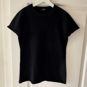 J Crew Cashmere Elegant Black Short Sleeve Women's Tee Sweater Top